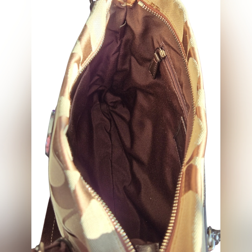 COACH NWT 2011 Signature Khaki And Brown Stripe File Bag - Picture 7 of 13